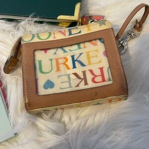 Dooney & Bourke Multicolor Logo ID Wallet with Tan Leather Trim